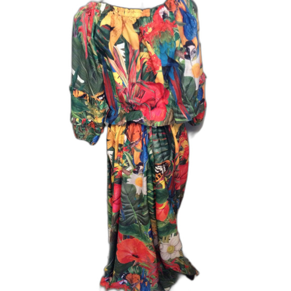 Rachel Zoe Two Piece Vaca Tropical Skirt Top XL Bright Aloha Cruise Off Shoulder - Picture 1 of 8